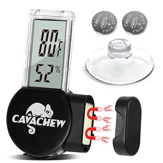 Magnetic Reptile Thermometer and Humidity Gauge, Digital Tank Thermometer Hygrometer with LCD Display, Habitat Temp Humidity Meter Accessories for Bearded Dragon, Snake, Hermit Crabs, Gecko