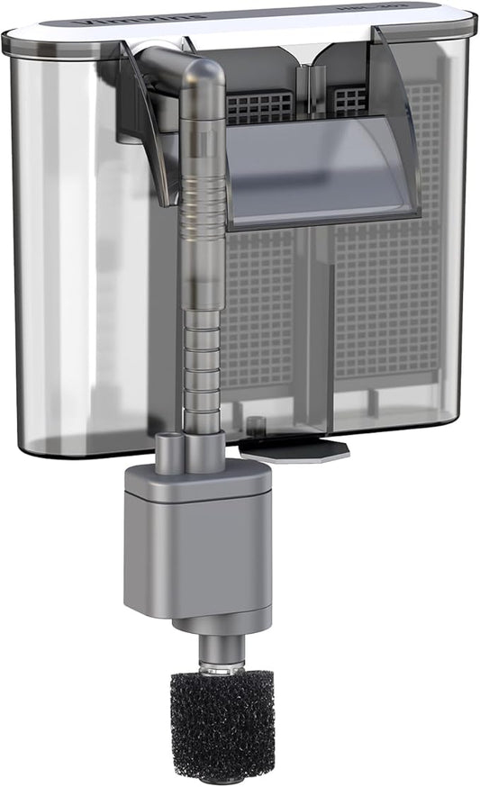 Vimvins Small Aquarium Filter, Quiet Fish Tank HOB Filters for 5 to 10 Gallon Aquariums, Adjustable Flow（Model: 303）