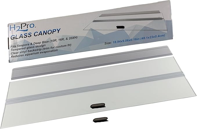 H2Pro Glass Canopy Aquarium Lid for Fresh & Saltwater Fish Tanks (S20GT for Seapora 10gal Aquariums)