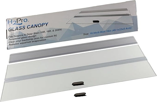 H2Pro Glass Canopy Aquarium Lid for Fresh & Saltwater Fish Tanks (S20GT for Seapora 10gal Aquariums)