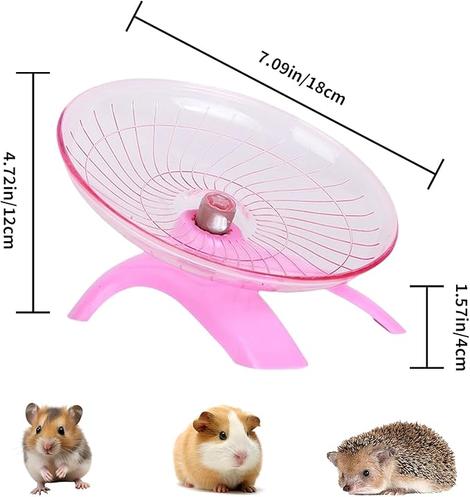 7" Small Animal Flying Saucer Running Wheel, Does not Produce Noise, for Hamsters, Hedgehogs, Guinea Pigs, and Other Small Animals to Ensure The Safety of Sports (Pink)