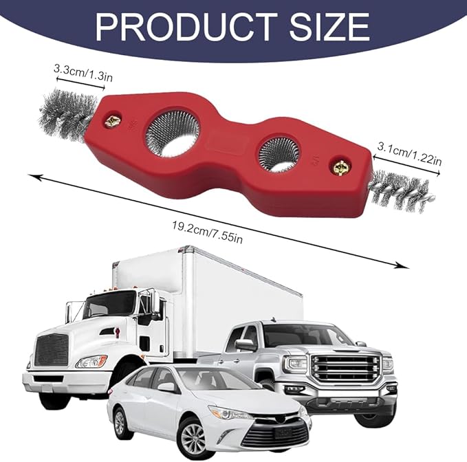 Car Battery Terminal Cleaning Brush, 4 in 1 Auto Battery Terminal Cleaning Tools, Copper Pipes Cleaner Brush Tool, Universal Battery Terminals Machine Parts Cleaning Tool (Red, 1PCS)
