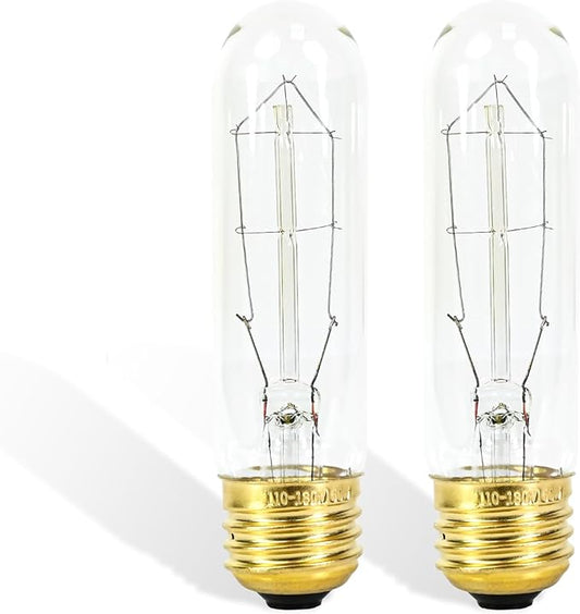 Obida (2 PCS) B60T10C 60-Watt Incandescent T10 Tubular Bulb, 120V, Clear - Perfect for Aquariums and Decorative Lighting