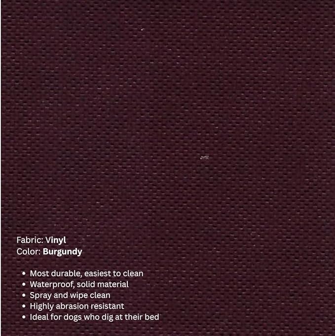 Kuranda Chewproof Elevated Dog Bed - Silver Aluminum - 30" x 20" - Heavy Duty Vinyl - Burgundy