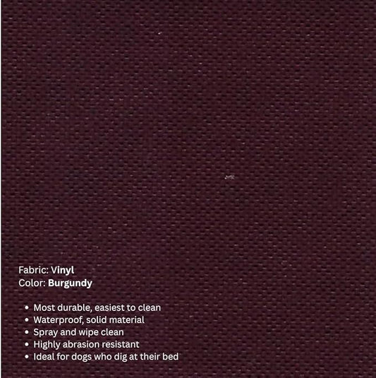 Kuranda Chewproof Elevated Dog Bed - Silver Aluminum - 40" x 25" - Heavy Duty Vinyl - Burgundy