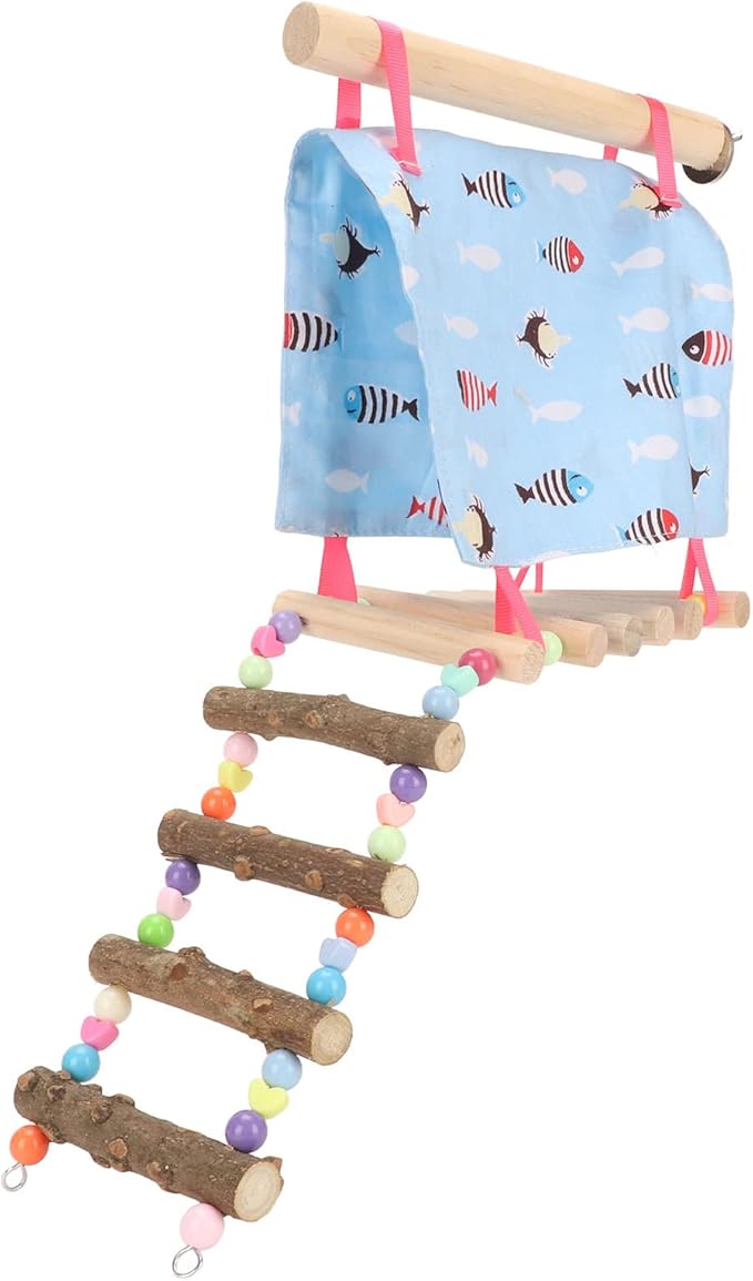 Semme Colorful Pet Hammock Tent with Ladder for Small Animals Like Parrots Hamsters and Golden Bears and Safe Hanging