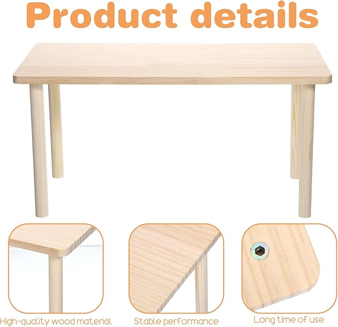 Wooden Hamster Platform, 35x18x17cm Natural Wood Resting and Climbing Surface for Small Pets, Rectangle Cage Accessory Stand for Syrian Dwarf Gerbil Mice Hamster Cage Gerbils Hamsters and Small Pets