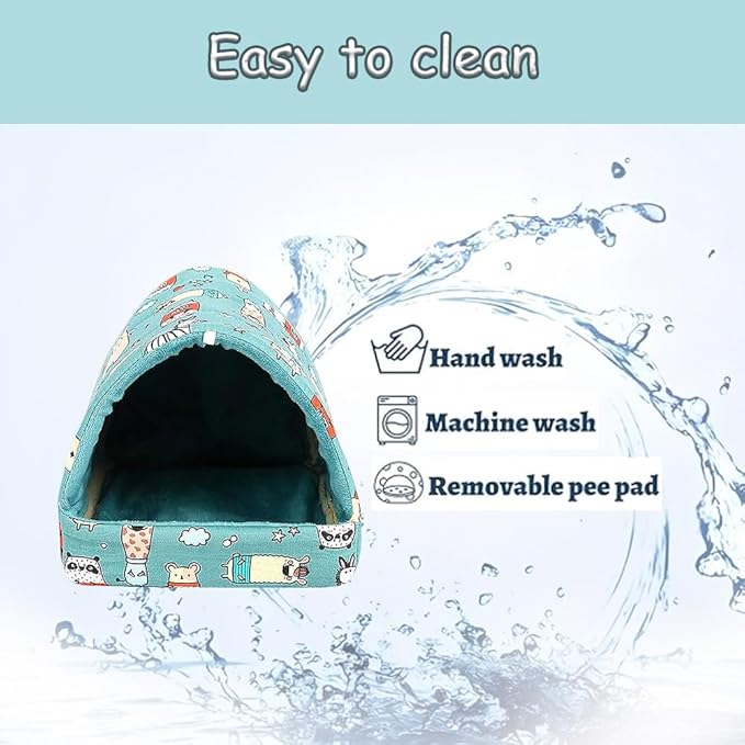 Cozy Cotton Tent for Small Animals - Guinea Pig Hideout, Hamster Bed, Portable House for Chinchillas, Rats, Hedgehogs (6.8"x7.4") (Blue)
