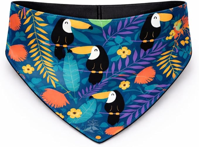 Luxury Satin Dog Bandana – Slip-On Collar Style, Premium Pet Scarf for Medium, Large & XL Dogs – Special Occasion Accessory (Collar Not Included) (Medium - Extra Large, Toucan (J) Luxe - Satin)