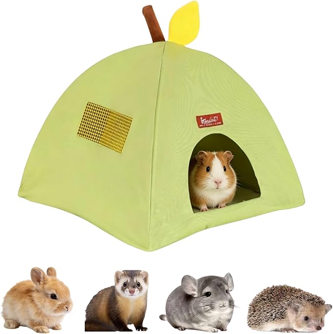 Guinea Pig Hideout Bed – Bottomless Guinea Pig House for Rabbits, Chinchillas, Ferrets & Small Pets – Breathable Summer Tent, Easy-to-Clean Hide for Indoor (Green)