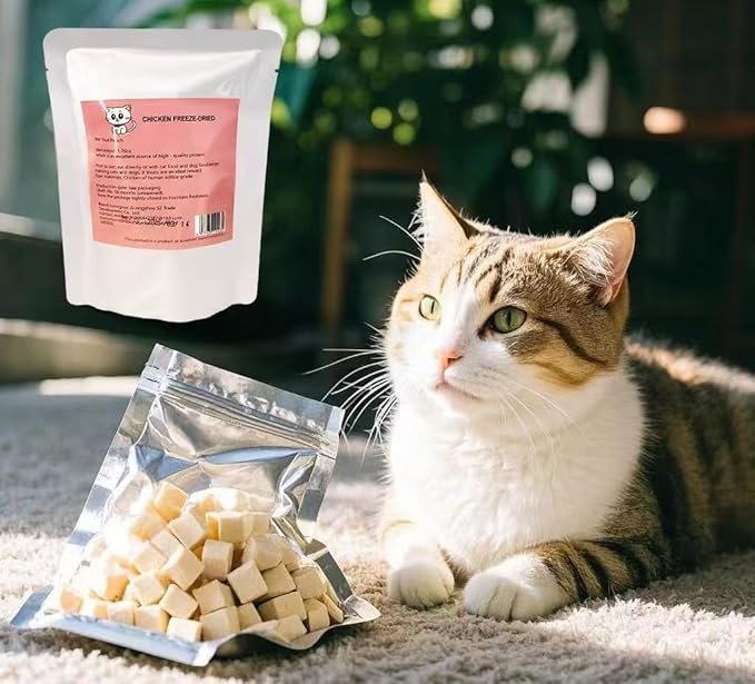 Fangool 1.76oz,Chicken Freeze Dried,Freeze-Dried Raw Chicken,Granules,Cat Treats Healthy Treats,High Protein