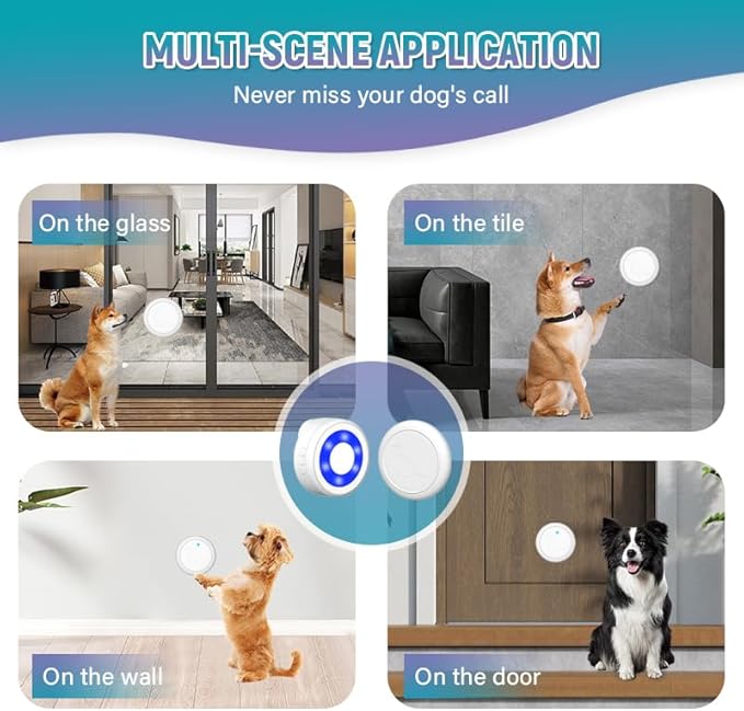 Scirove Wireless Dog Door Bell - Dog Bells to Go Outside for Potty Training, Dog Buttons for Communication, 58 Melodies & 4 Volume Pet Doorbell