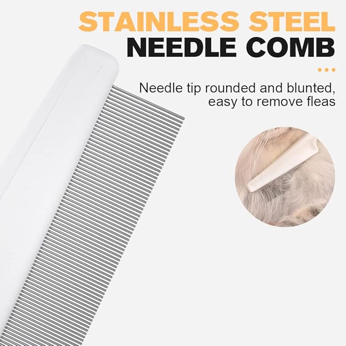 Dog Comb 2 Pack, 2026 New Professional Pet Eye Comb and Grooming Comb Set, Stainless Steel Fine Tooth Tear Stain Remover for Cats and Dogs, Pet Comb for Tangles Knots Loose Fur