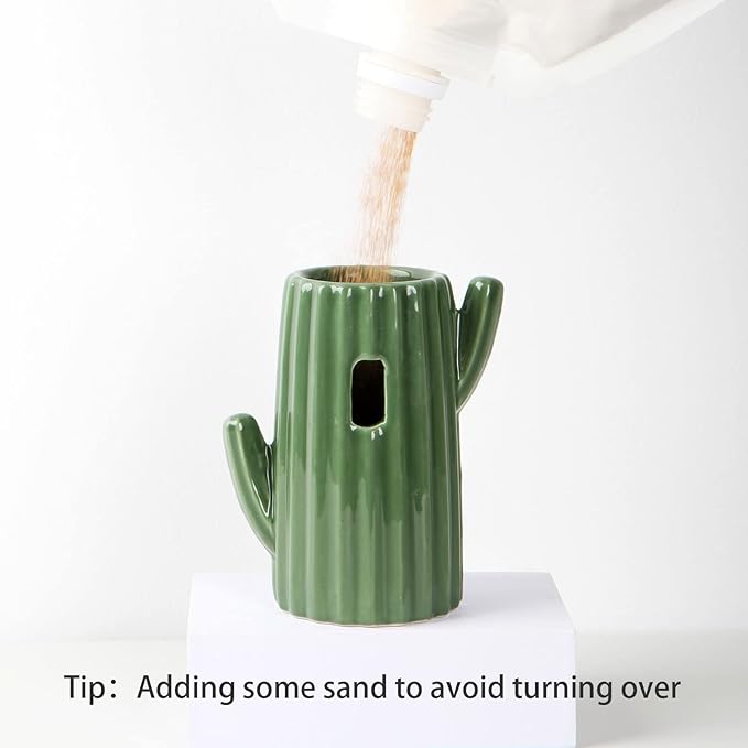 BUCATSTATE Cactus Ceramic Leakproof Hamster Water Bottle Gerbils Water Bottles with Holder Water Feeder for Small Animals (Green)