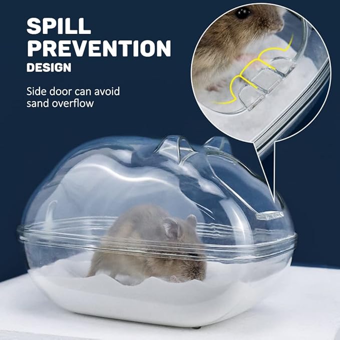 Hamster Sand Bath Container Small Animal Litter Box Bathtub Critter's Bathroom with Scoop Accessories for Mice Hedgehog Lemming Gerbils or Other Small Pets