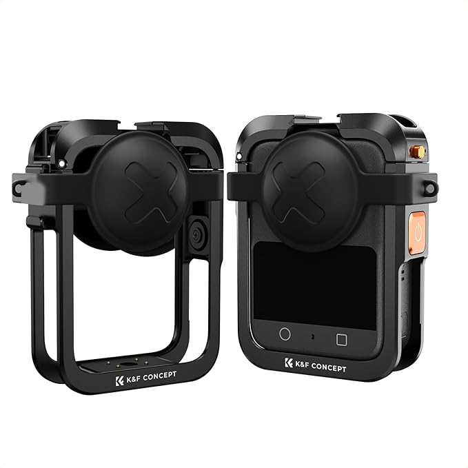 K&F CONCEPT Upgrade Metal Camera Cage Compatible with DJI Osmo 360 Accessories, Aluminum Protective Case | with Silicone Lens Cover | Expansion Frame with 2 Cold Shoe Mount | Built-in Charging Contact