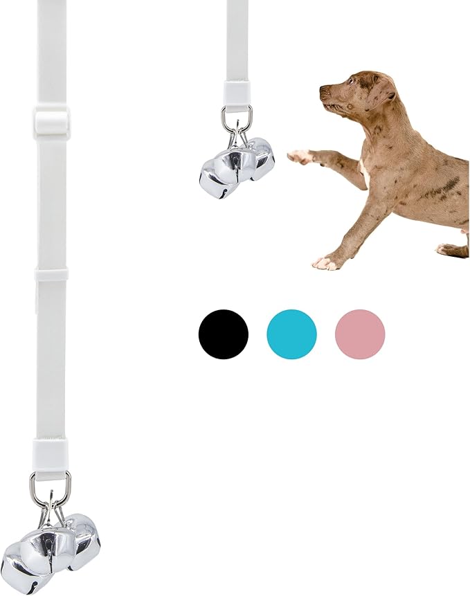 SVD.PET Puppy Bell Doorbell, Dog Bell for Potty Training, Attach to doorknob or Anywhere Near the Door, Length and Height Adjustable (White)