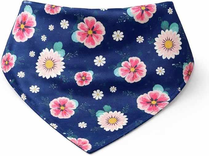 Luxury Satin Dog Bandana – Slip-On Collar Style, Premium Pet Scarf for Medium, Large & XL Dogs – Special Occasion Accessory (Collar Not Included) (Medium - Extra Large, Flora)