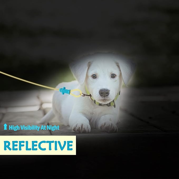 Petest Reflective Tie Out Cable with Crimp Cover for Small Dogs Up to 35 Pounds, 15 Feet