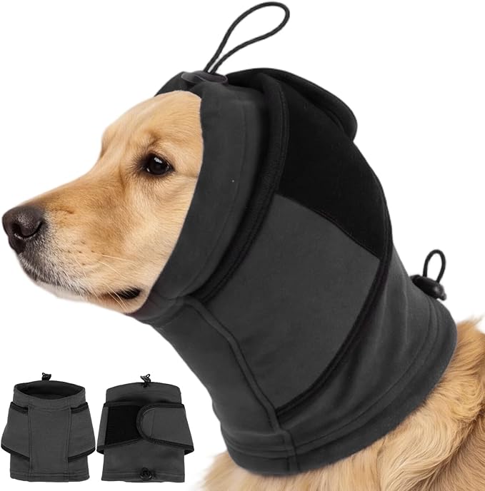 Nanaki Dog Calming Hoodie & Ear Cover, Small July 4th Head Wrap with Ear Pads - No-Shake Hematoma Protection, Noise Cancelling for Fireworks, Grooming, Blow Dryer & Bath,Ear Warmers