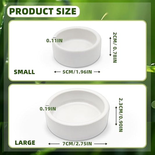Escape-Proof Reptile Food Dish Bowl, Ceramics Small Animal Bowls for Lizard Frog Snake Turtle Gecko Hamster Food Bowl for Anti Living Foods Escape, Reptile Water Dish (M,2.73inches)