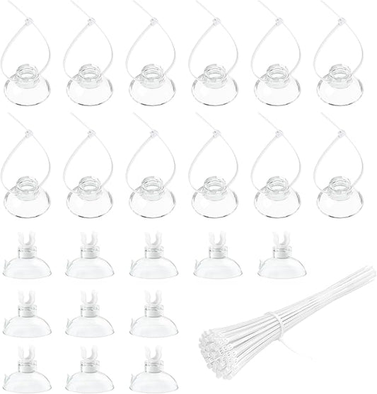 Pawfly Aquarium Suction Cups, Small Suction Cups, Fish Tank Suction Cup Clips with Adjustable Zip Ties Set, 3/16" Fish Hose Holder for Airline Tubing, Decoration & Shrimp Nest, 80 Pack