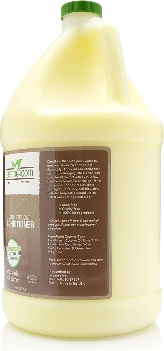 Green Groom Complete Coat Dog Conditioner, Gallon | All Natural Ingredients, Concentrated 32 to 1, Restore Moisture, Eliminates Static, Eases Mats and Tangles, Soap and Cruelty Free