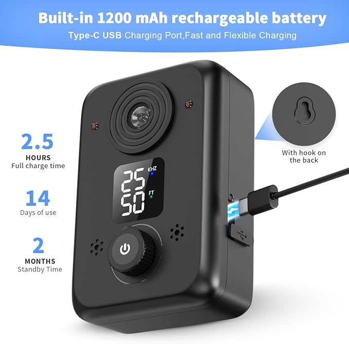 Anti Barking Device for Dogs,50FT Effective Range bark Deterrent Device,3 Modes Rechargeable,Fit All Breeds&Size Dog Black,Medium