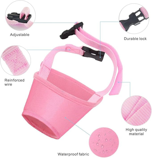 Idepet 7PCS Adjustable Dog Muzzles - Anti-Biting Barking Muzzles for Small, Medium, Large & Extra Dogs (Pink, Pack of 7)