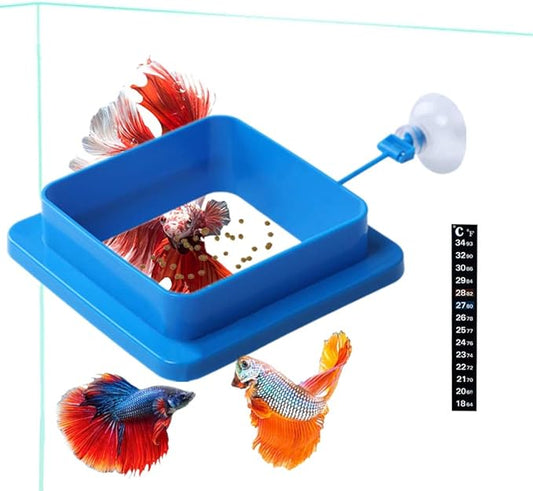 Fish Feeding Ring, Floating Food Feeder Thicken Square, Reduces Waste and Maintains Water Quality, for Flakes and Floating Fish Foods, for Guppy, Betta,