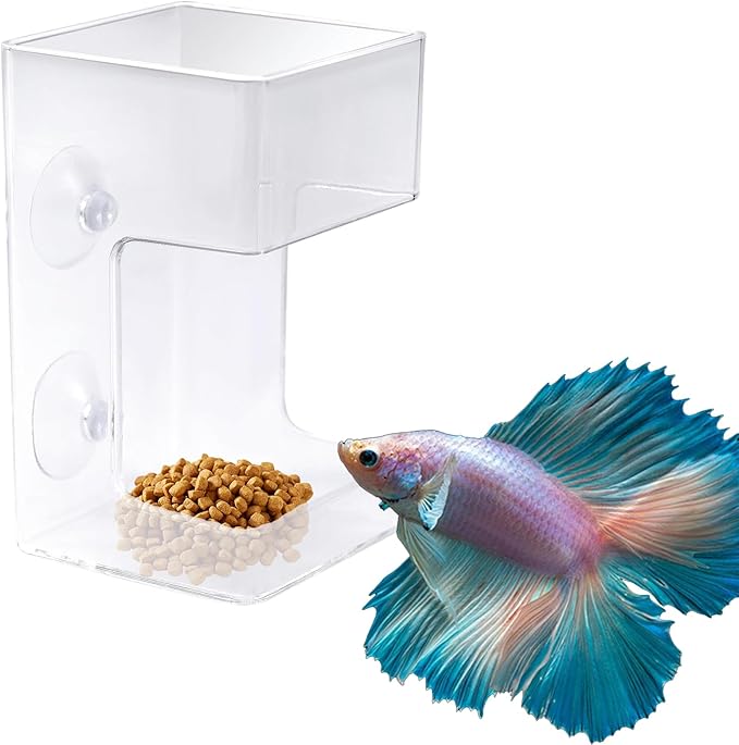 Fish Feeder,Automatic Fish Feeder,New Feeding Ring,with Suction Cups Feeding Tube Ring Accessories,Tube for All Kinds of Food Tanks Bowls Accessories(Square)