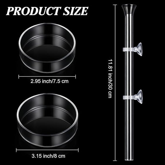 CHENGU 3 Pieces Shrimp Feeding Tube and Dish Set, 12 Inch Glass Shrimp Feeder Tube and 2 Aquarium Dish Bowl Fish Tank Feeding Supplies for Fish Tank Aquarium