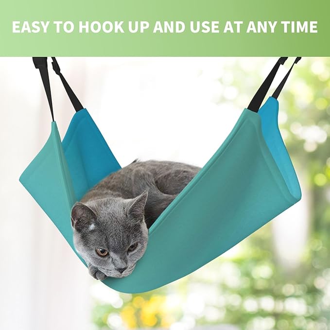 Teal Turquoise Pattern Cat Hammock for Cage Hanging Reversible,Pet Hammock Bed Adjustable,Soft Sleeping Hammock for Cats,Ferret,Puppy,Rabbits