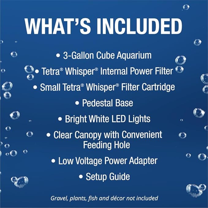 Tetra 3 Gallon Fish Tank, Aquarium Starter Kit with Pedestal Base, LED Light and Filter, For small tropical fish, guppies, goldfish, or betta