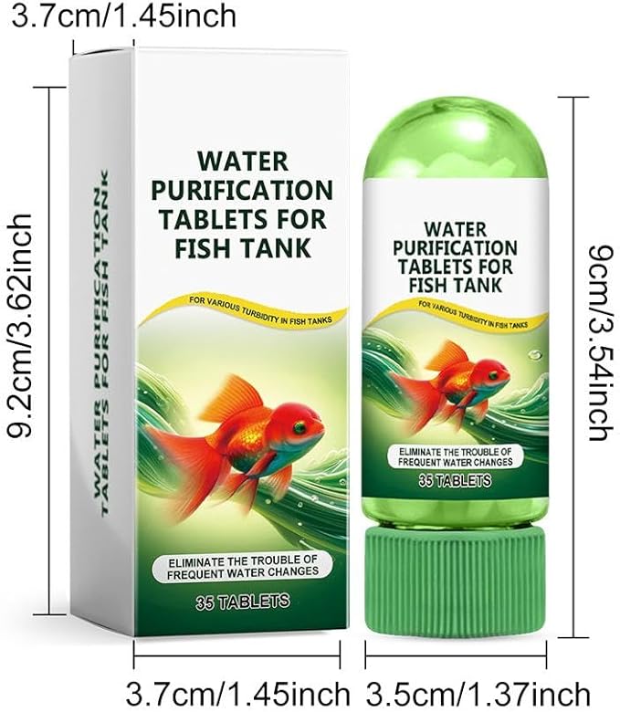 Powerful Aquarium Water Purification Tablet for Fish Tank,Portable Aqua Water Purification Tablets,Water Purifying Tablets for Aquariums,Remove All Kinds of Turbidity from Fish Tank Water (2pcs)