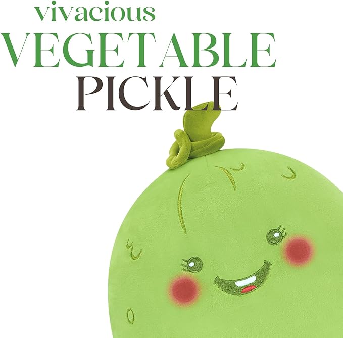 PEACH CAT Original Pickle Stuffed Animal 12" Cute Cucumber Plush Soft Vegetable Plushies Toys Gifts for Kids Green