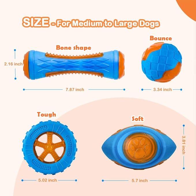 Dog Squeaky Pool Toys, Floating Interactive Fetch & Play for Beach, TPR