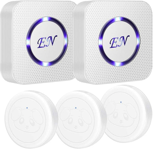 Dog Door Bell,Smart Dog Bells to Go Outside,Doorbell for Potty Training,Communication Bell for Puppies with 3 Waterproof Touch Buttons & 2 Receiver