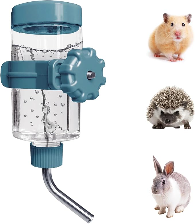 LOS ANDES 12oz No-Drip Water Bottle/Feeder for Guinea Pigs/Hamsters/Bunnies/Ferrets/Squirrel/Hedgehog/Other Small Pets, Cage Water Dispenser for Small Dogs/Cats, 355ml, Blue