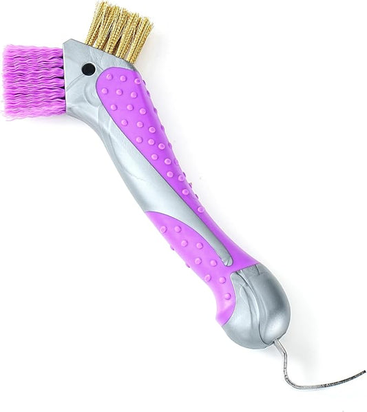 Horse Hoof Pick with Dual Brush,TPR Non-Slip Grip, Farrier Tool Hoof Pick for Horse Hoof Cleaning and Grooming
