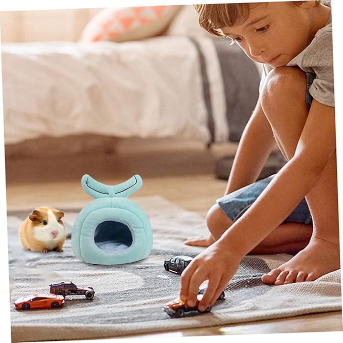 TOYANDONA Cartoon Whale Shape Warm Nest for Hamsters Guinea Pigs Pets Cozy Hideout Bed for Relief and Comfort Indoor Cave for Napping Playing