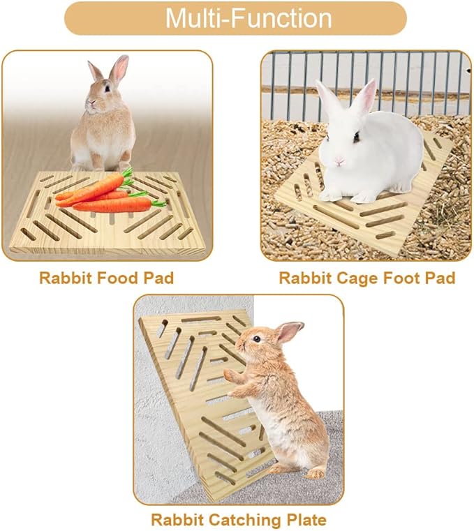 Litewoo Rabbit Scratch Board Foot Pad Mat Chew Toy Grinding Claws Teeth Natural Wood for Small Animal Rabbit Hamster Chinchilla Guinea Pig Ferret Gerbil Bunny Rat Cage Accessories (B)
