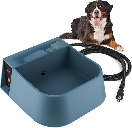 Automatic Heated Water Bowl for Dogs Cats, Outdoor Heated Dog Bowl with Auto Fill, 2L Winter Heating Waterer Provide Drinkable Water for Chickens, Rabbits, Birds, Goats, Feral Animal
