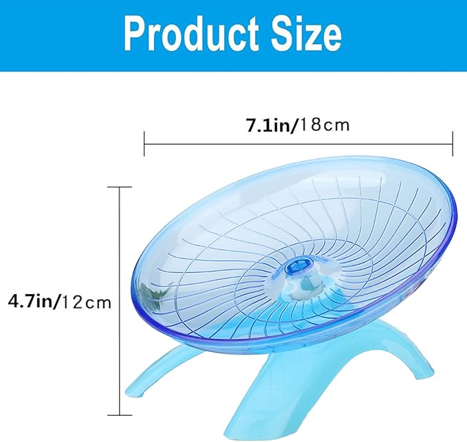 7 "Blue Small Animal Flying Saucer Running Wheel, Does not Produce Noise, for Hamsters, Hedgehogs, Guinea Pigs, and Other Small Animals to Ensure The Safety of Sports