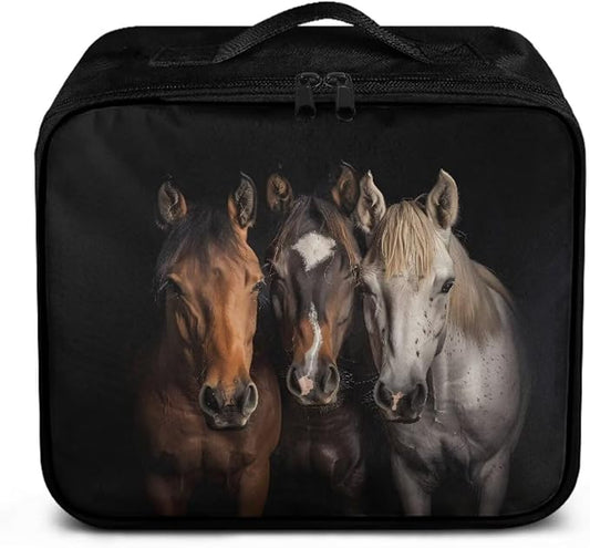 Rnyleeg Black First Aid Kit Bag Empty Horse Medical Kit for Home Empty First Responder Bag Compact Lightweight Travel First Aid Pouch for Men