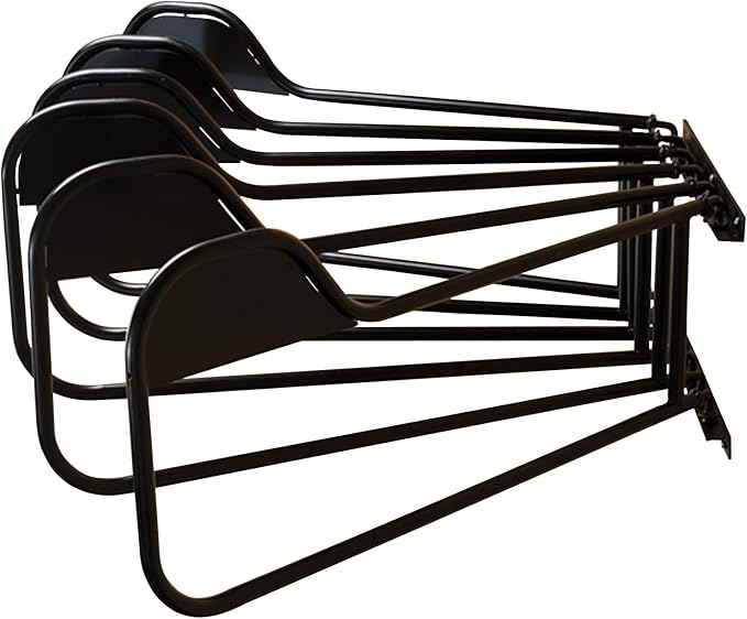 EASY-UP Mounted Blanket Pad Rack | Organize and Dry Horse Gear | Ideal for Narrow Spaces | Holds 6 Hanging Arms | Swivel Arms for Spacing | Color Black