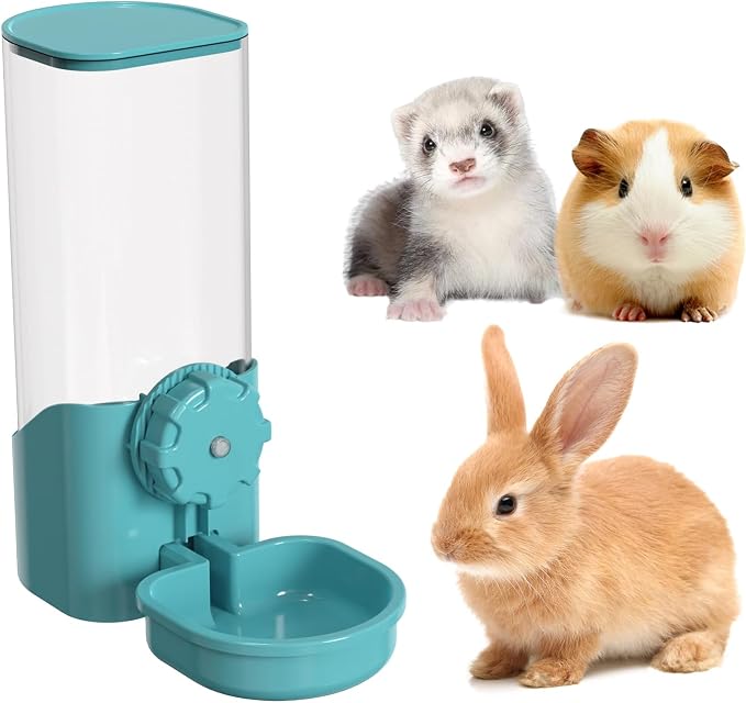 Rabbit Water Bottle for Cage Crate, 29oz No Drip Hanging Automatic Pet Water Dispenser for Small Animal Guinea Pig Bunny Chinchilla Ferret Hedgehog Puppy Cat (Blue)