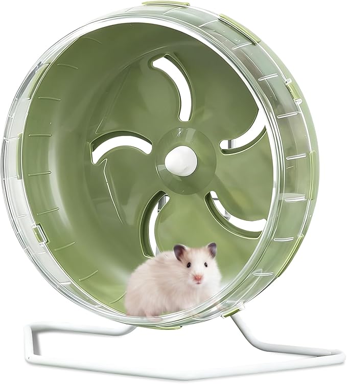 8.4" Height-Adjustable Silent Hamster Wheel Stand, Quiet Hamster Exercise Wheels, Chinchilla Running Spinner Cage Accessories for Gerbil Guinea Pig Mouse Sugar Glider (Green)
