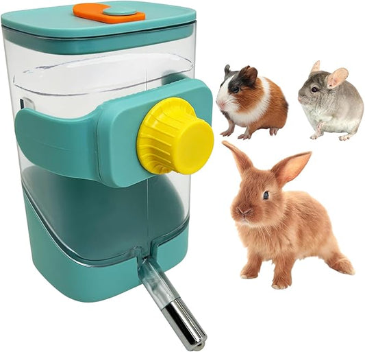 24oz Automatic Rabbit Water Dispenser for Cage Hanging Guinea Pig Water Bottle No Drip Bunny Water Feeder for Ferret Rat Hamster Chinchilla and Other Small Animals (Green)