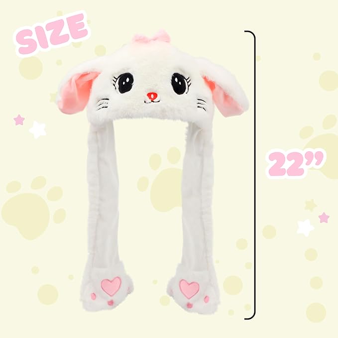 Bubblepompom Animal Hat with Ears Moving Jumping Pop Up Beating Hat Plush Holiday Cosplay Dress Up Funny Gift for Kids